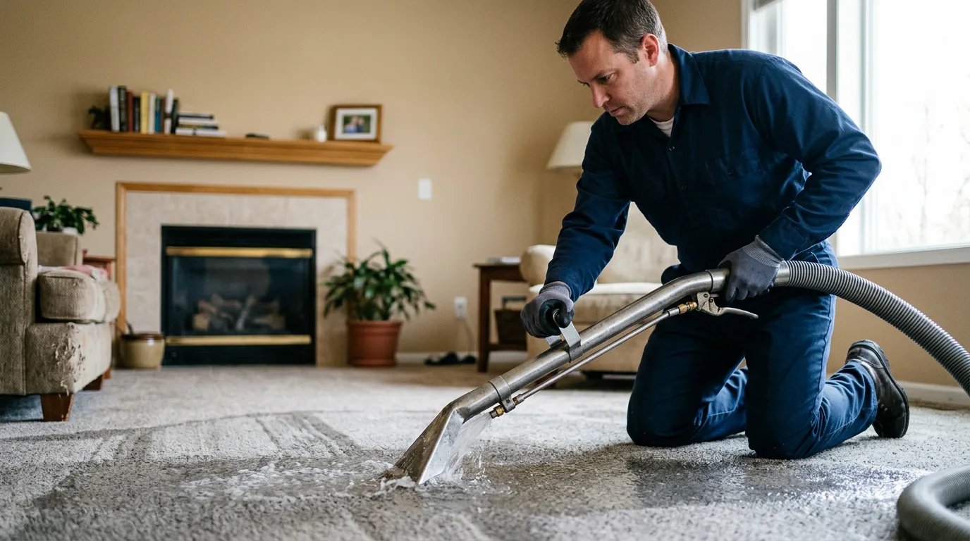 Water damage restoration technician working near Ashley, OH